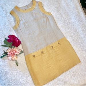 Italian 100% Linen Vntge Yellow/Natural Dress!
